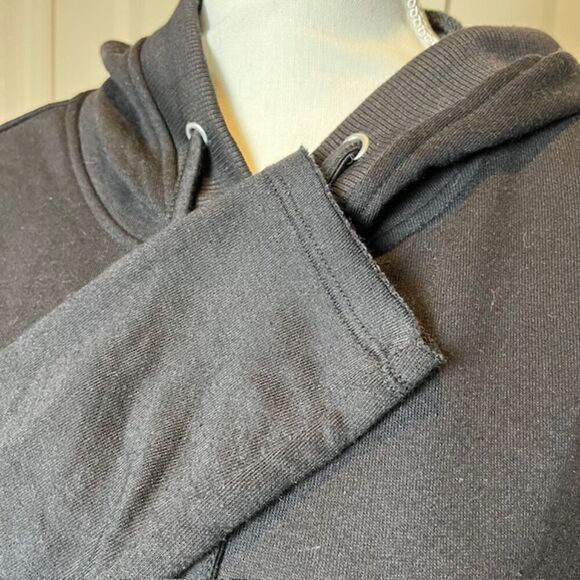 For the Republic French Terry Hoodie Womens Black Kangaroo Pocket Lightweight XS - Picture 3 of 9
